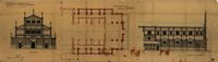 Facciata ; Pianta della chiesa ; Fianco della chiesa, E.A. Griffini