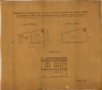 Progetto di fabbricato ad uso adiacenza della villa : piante e prospetto
