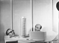 [Modello del progetto di Angelo Mangiarotti e Bruno Morassutti per una torre in via Cantore a Genova]